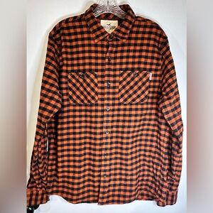 Hollister California Flannel Shirt Orange/Black Plaid Soft Warm Men's Size XL